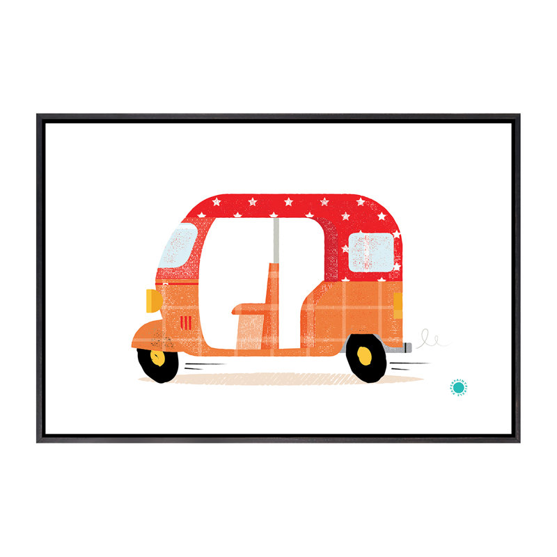 Rickshaw - Imprimé, Toile avec cadre noir patiné, Pas de tapis, H 26 po x l 40 po x 1,5 po
