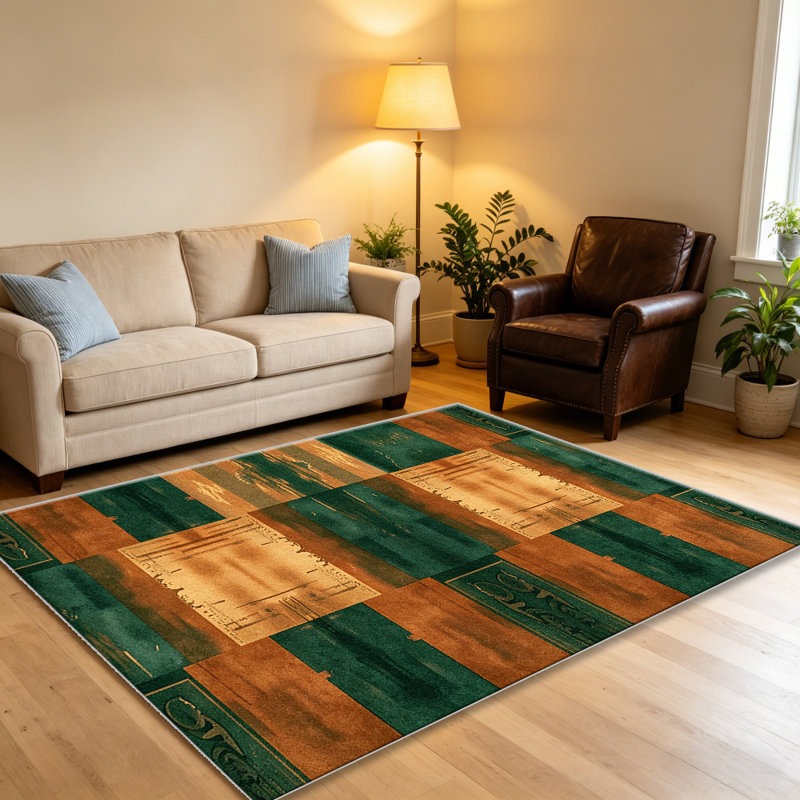 Emerald Abstract Tribal carpet-easy to clean, machine-washable, soft and comfortable; suitable for door mats, kitchens, living rooms, bedrooms, corridors, and laundry areas. Easy to clean, durable carpet for home decoration.