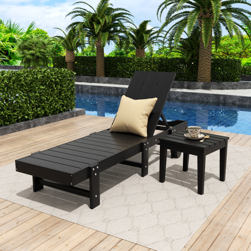 Chaise longue inclinable 77,6 po en poly, Noir