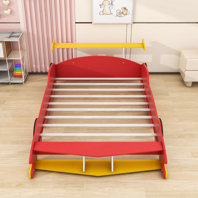 Lit plateforme avec tablettes Race, Rouge, Complète