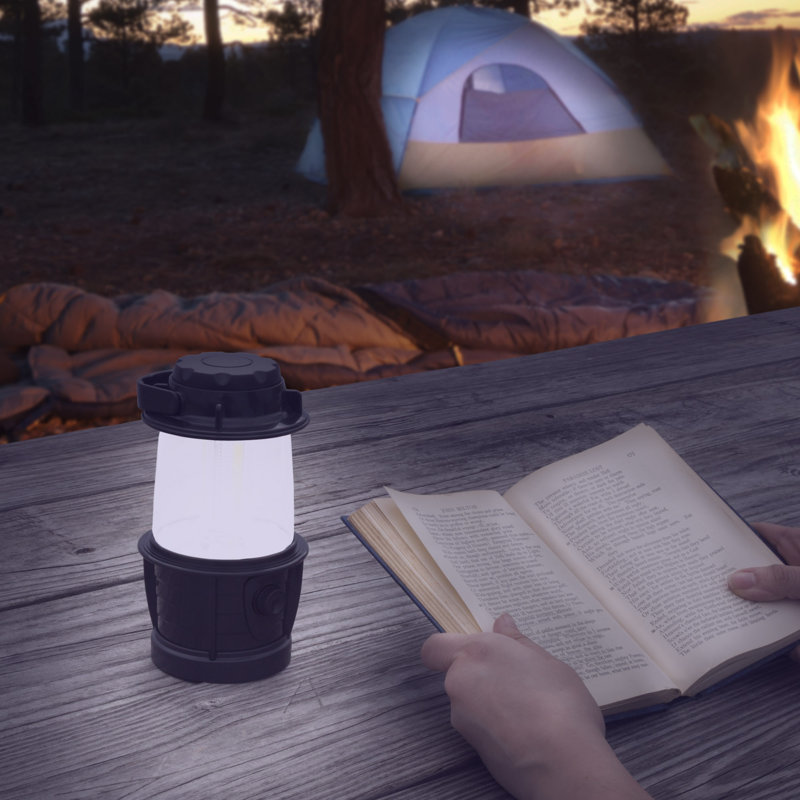 Wakeman Battery-Powered LED Camping Lantern - Adjustable Battery-Powered Lamp - LED Light, Black