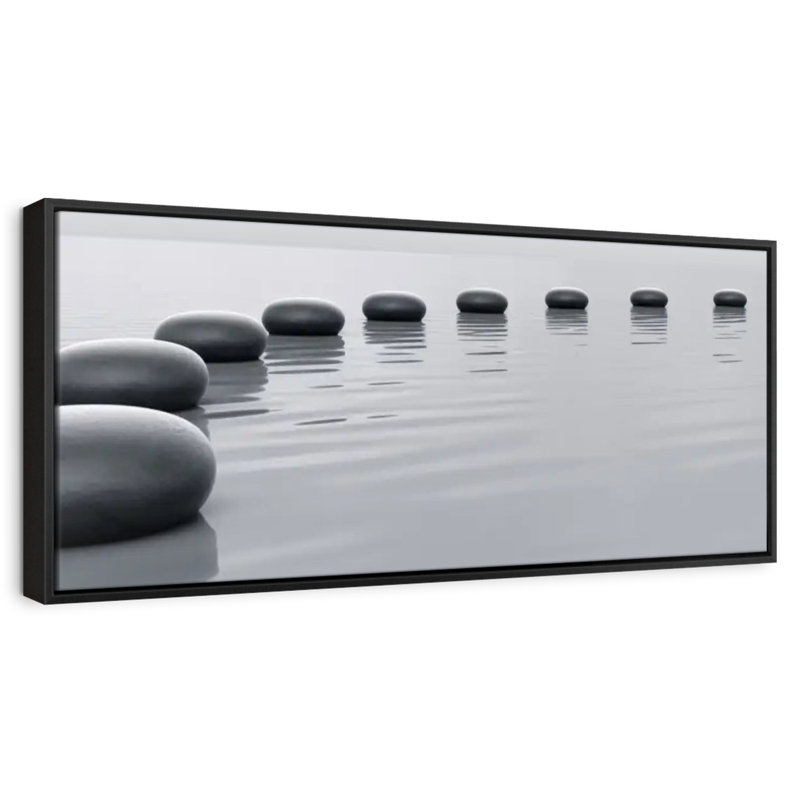 Pierres minimalistes, 57 po x 19 po, Cadre flottant noir
