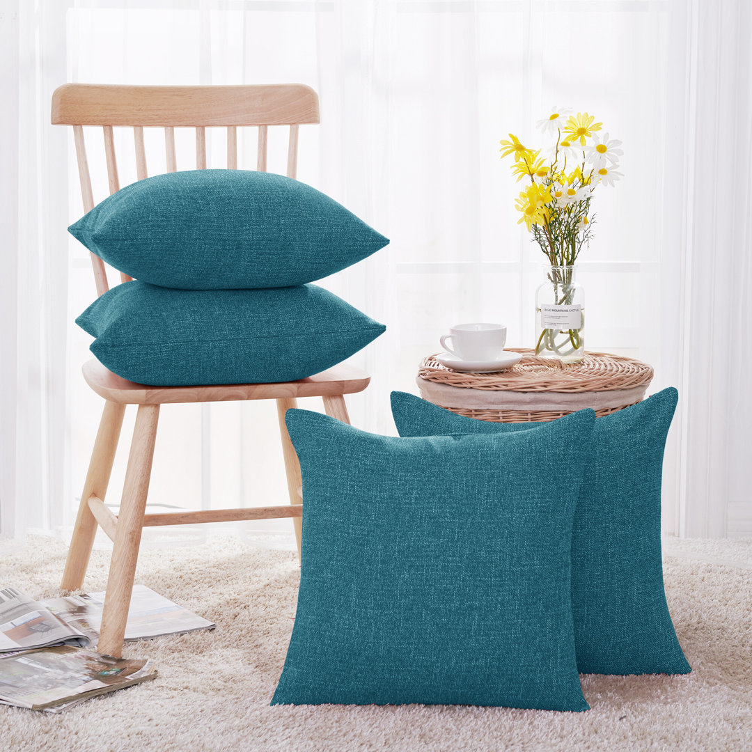 Set of 4 Square Decoration ThrowCushion Covers with Invisible Zipper 16 x 16