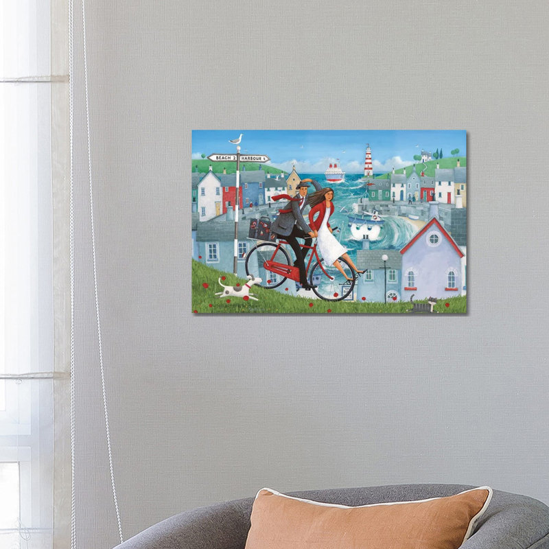 Bicycle Seascape Artwork by Peter Adderley - Wrapped Canvas Gallery-Wrapped Canvas Giclée
