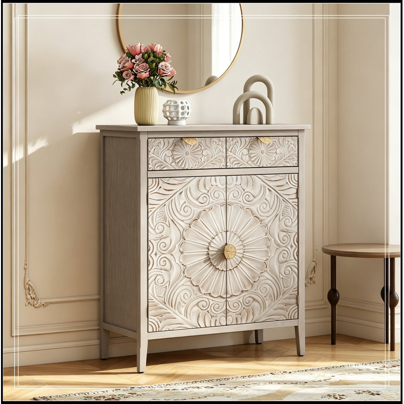 Armoire de rangement en bois avec tiroir et portes, Gray