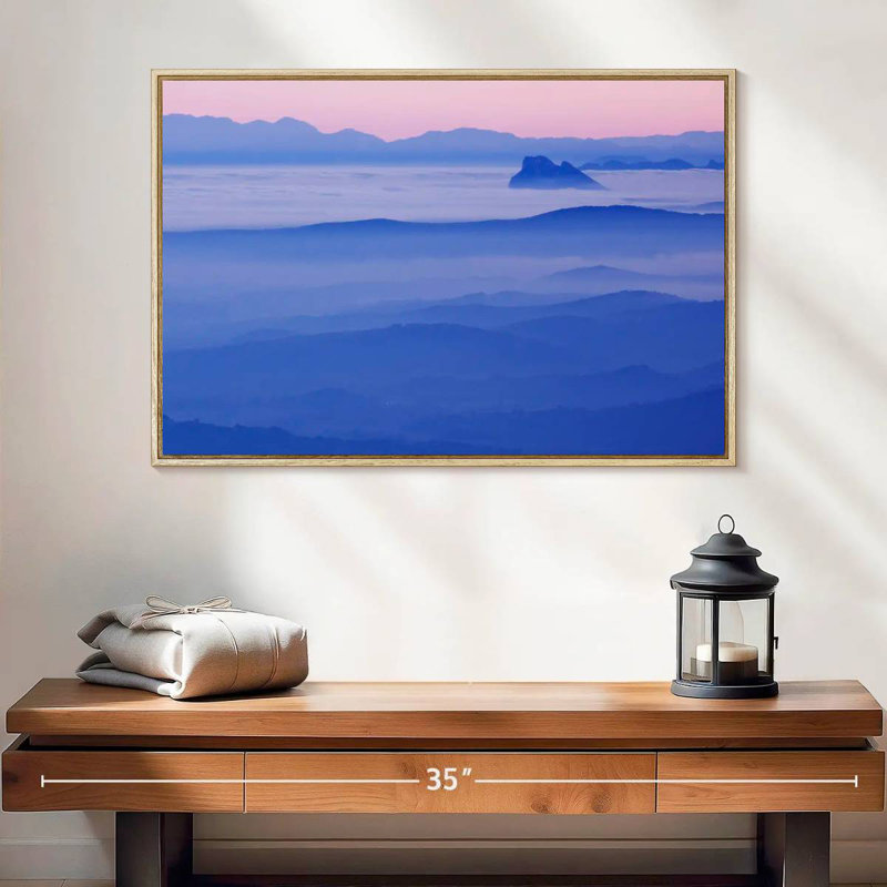 Mountain Cloudscape, 25" X 17", Floating Frame Natural Wood