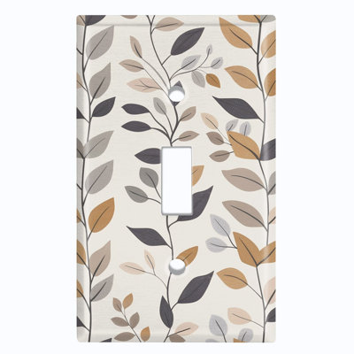 Couvercle de plaque d'interrupteur en métal; Bascule à 1 taille US standard - Motif de vignes feuilles d'automne