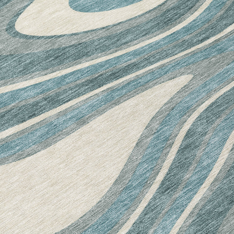 Machine Washable Indoor/Outdoor Chantille ACN2493 Abstract Rug, Teal, 9' x 12'
