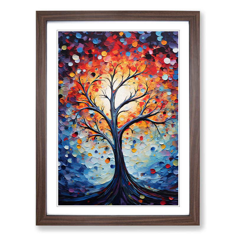 XYZ-FRM-V1223-6220 Tree Abstract - Single Picture Frame Print on Wood, 64cm H x 46cm W x 2cm D, Walnut 