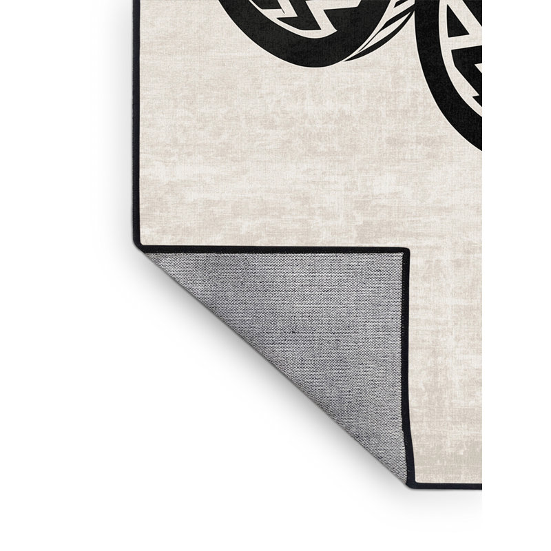 Machine Washable Pacen Three D Glasses Retro Chevron / Zig Zag Rug in Beige – Black Binding, 2x4
