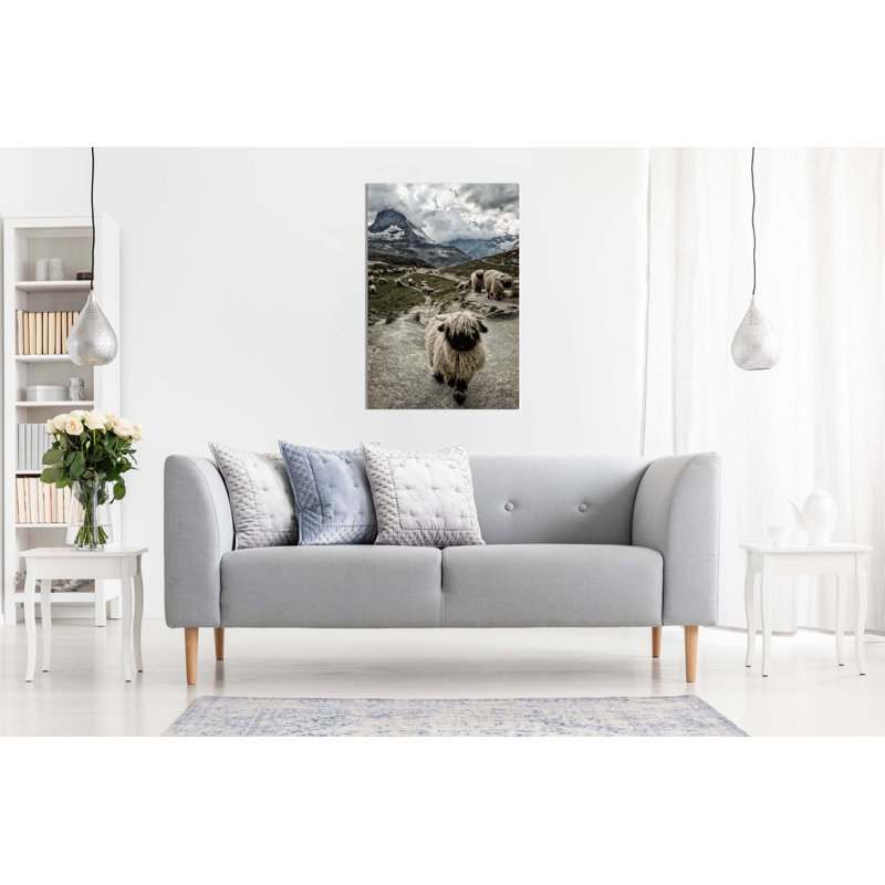 Valais Blacknose Sheep Herd Nature - Wrapped Canvas Print, 31cm H x 20cm W