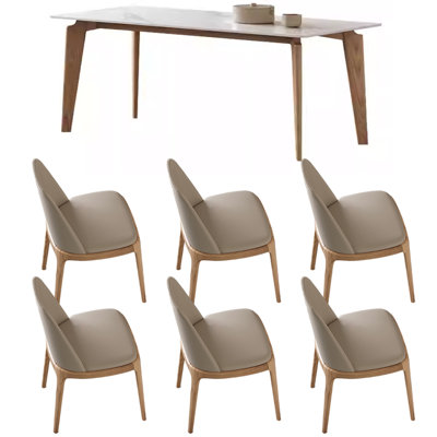 Simple Durable Rock Slab Ash Dining Table Set