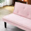 Lit en velours côtelé rose, 66 pouces, 2 places, velours côtelé doux et résistant, cadre en bois massif, dossier orné de boutons.