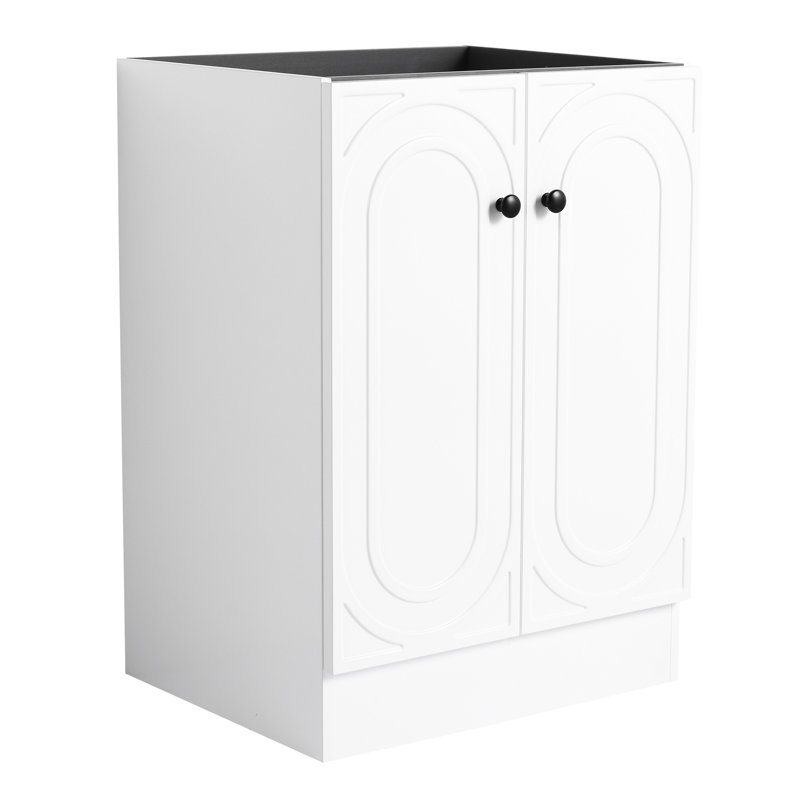 Meuble-lavabo moderne 24 po - contreplaqué blanc, armoire à fermeture en douceur, mobilier autoportant à fermeture en douceur, décoration