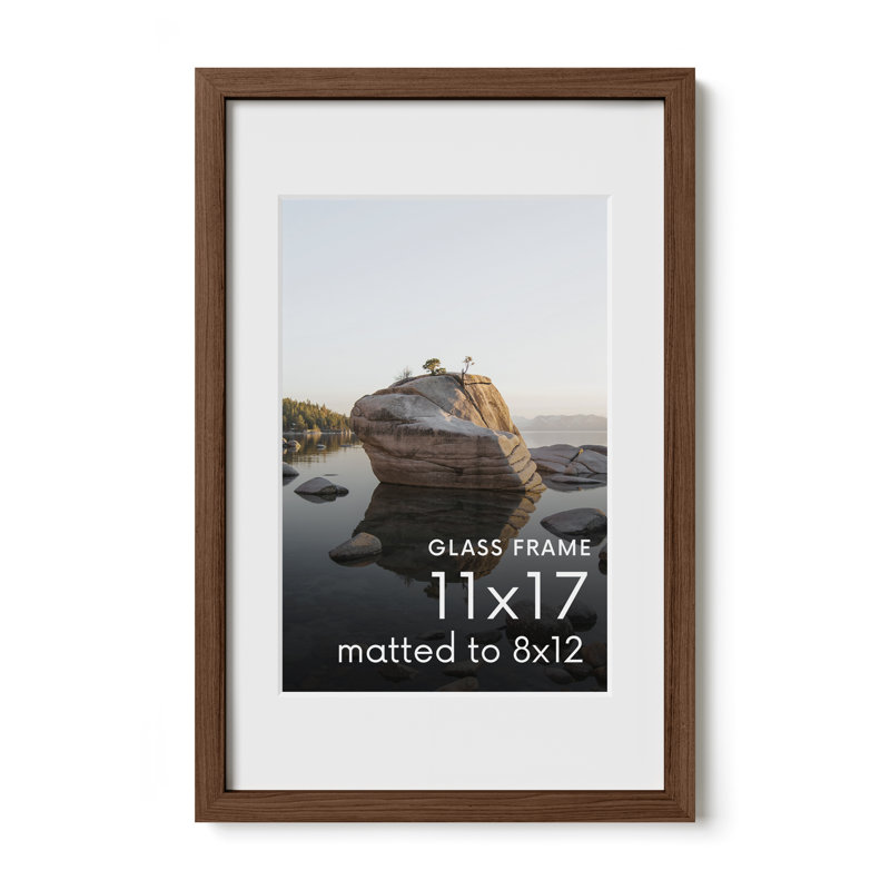 Cadre photo en bois massif avec verre, Noyer, L 11 po x H 17 po