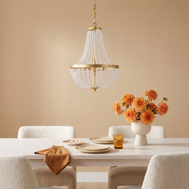 Conway Wrought Iron 3-Light Chandelier, Antique Gold