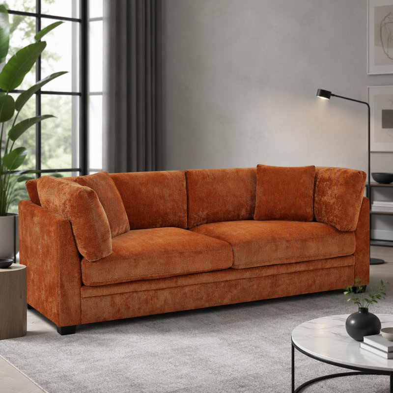 Canapé 83,50 po, Chenille caramel, Noir