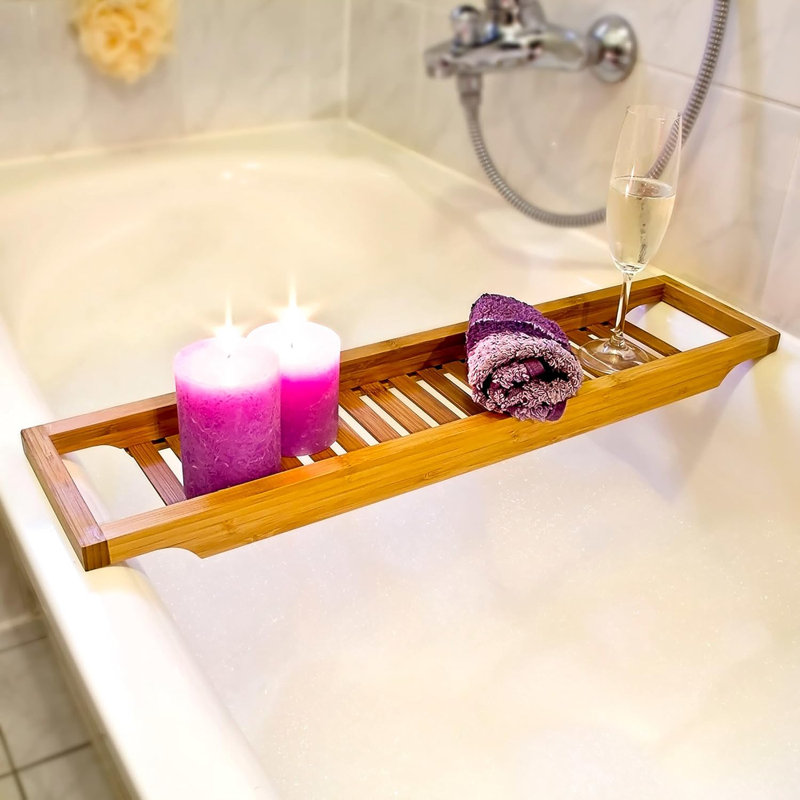 Freestanding Bamboo Bathroom Accessory Tray