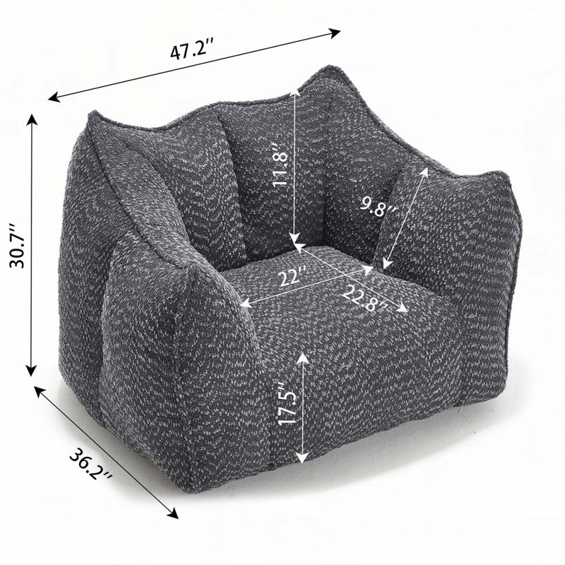 Chenille Bean Bag Chair, Black