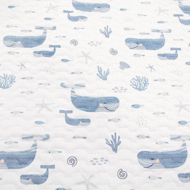 Gray and White Organic Cotton Reversible Toddler Quilt