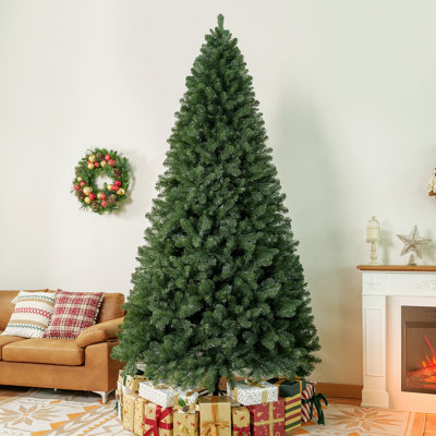 7.5ft Artificial Christmas Tree - Full, Lifelike PVC Branches, 1,346 Tips, Hinged & Sturdy for Ornaments, Unlit, Durable Metal Base, Perfect Holiday Décor