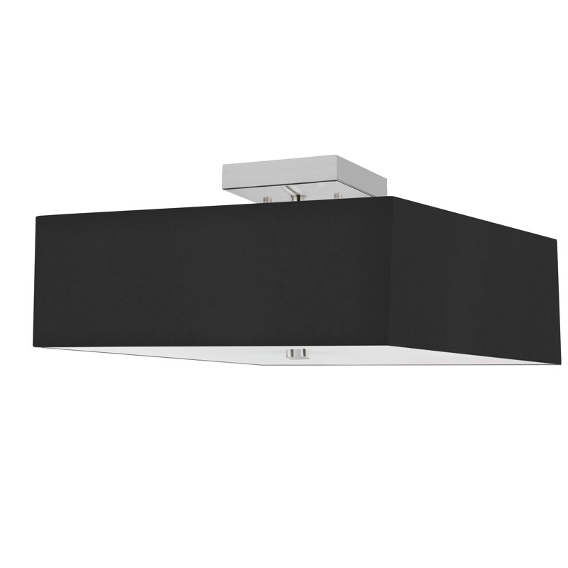 Plafonnier semi-encastré 3 lumières Breckan, Noir, Chrome poli
