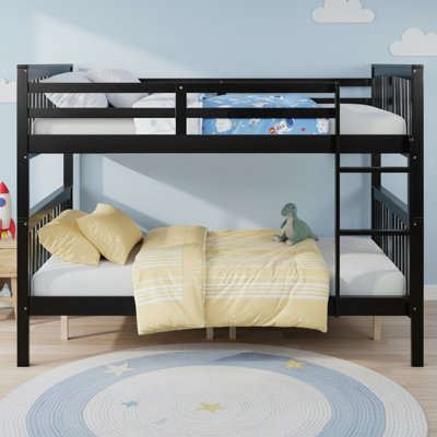 Lit superposé double en bois massif avec échelle pour chambre à coucher