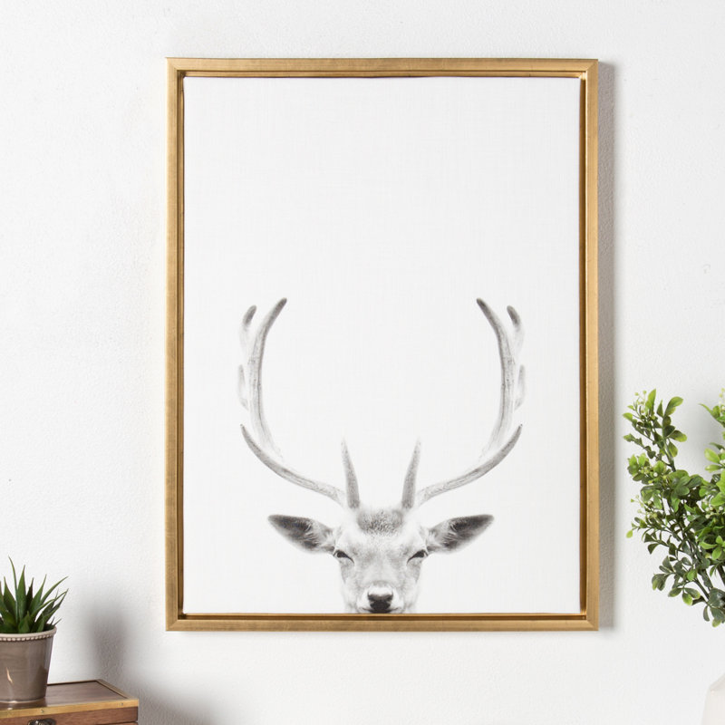 «Deer» par Simon Te of Tai, reproduction d'art sur toile encadrée, H 24 po x l 18 po, Doré