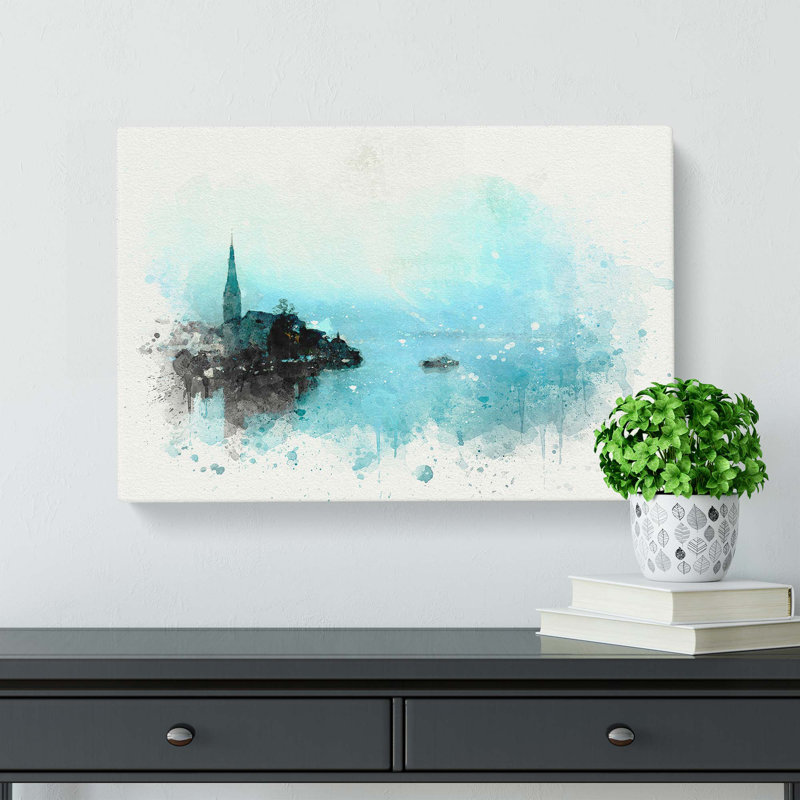 Boat in Hallstatt Austria in Abstract - Wrapped Canvas, 50cm H x 76cm W x 3cm D