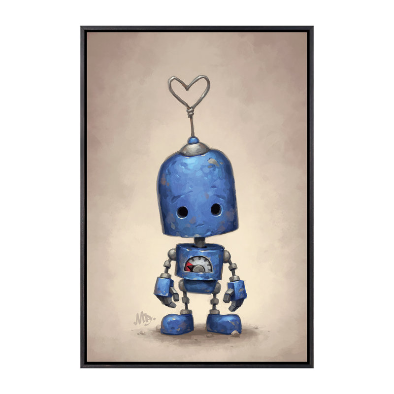 Décoration murale bleue pour enfants, H 60 po x l 40po x P 1,5 po, Toile avec cadre noir patiné