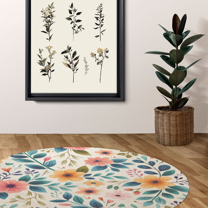 Tapis tressé Blossoming Spring Garden, Rond 5 pi
