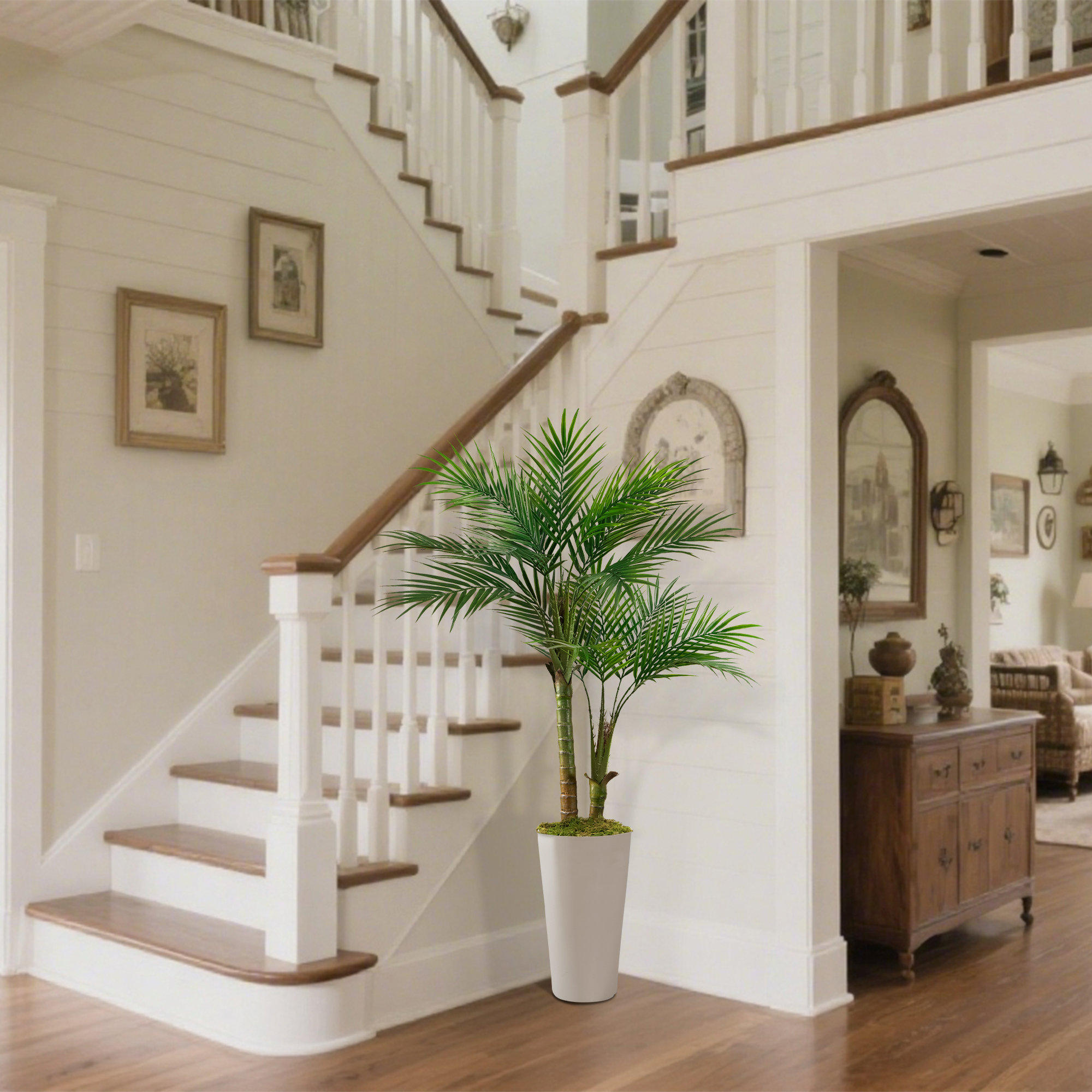 Vitalismo 60 ''Artificial Palm Tree In A White Flower Pot, Faux Plant ...