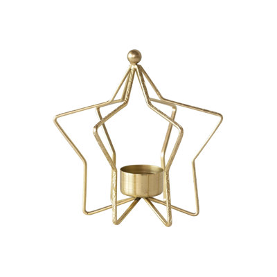 Grand porte-bougie en forme d'étoile en métal Bola