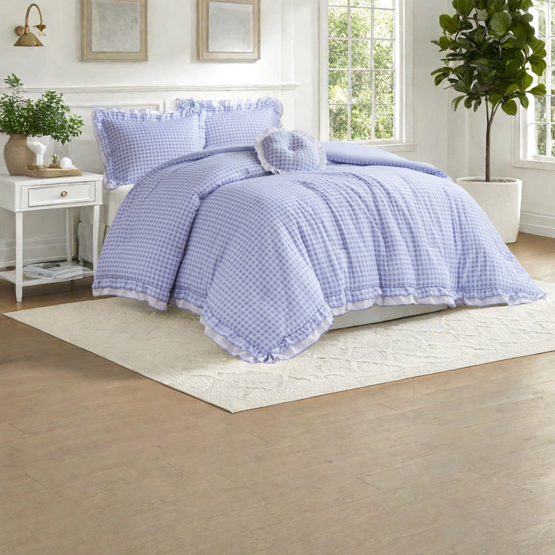Romantic Blue Bedding Set, Microfiber Comfort Full/queen For Home