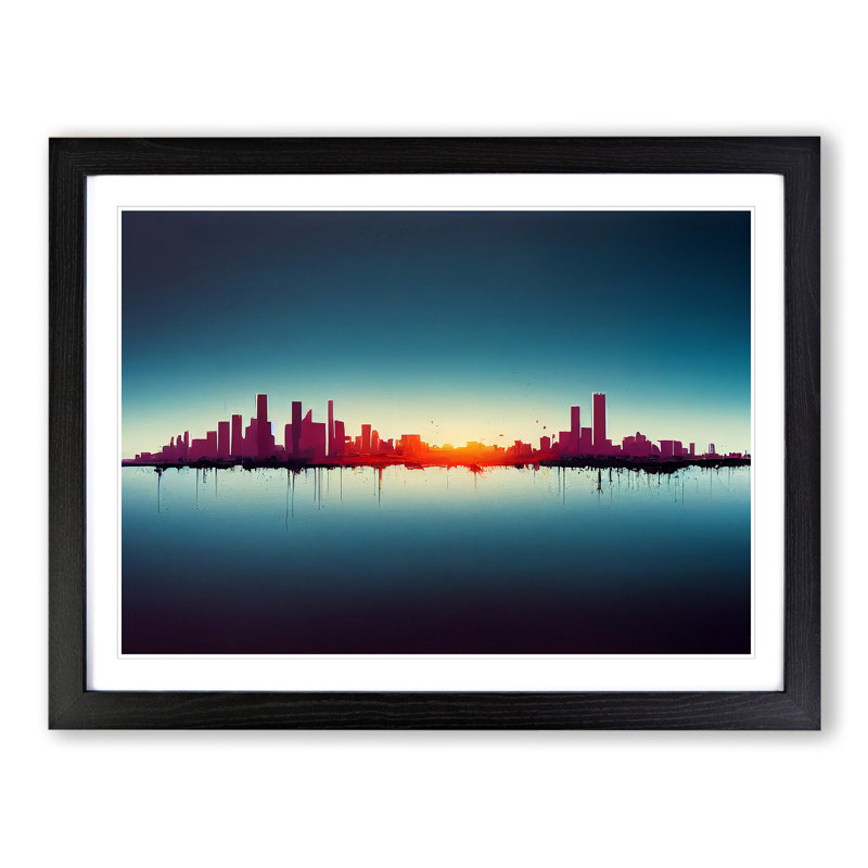 Shimmering Skyscraper Skyline - Framed Print, Black, 25cm H x 34cm W x 2cm D