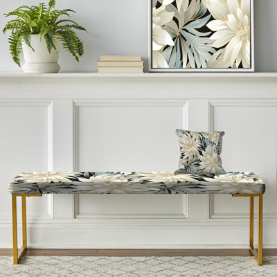Banc floral rembourré or
