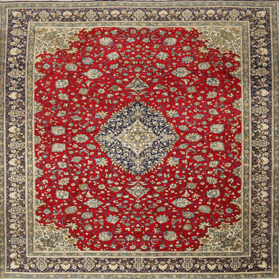 Tapis rouge/gris traditionnel Christelle