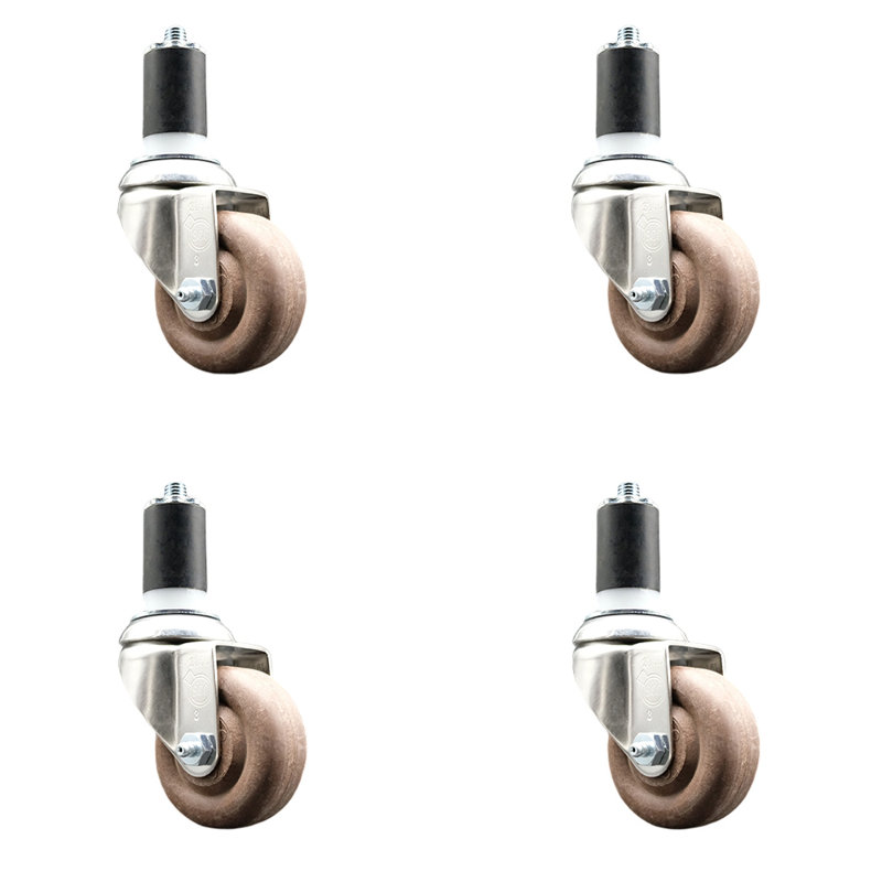 High Temp Glass Filled Nylon Expanding Stem Caster Set, 3" H x 3" W