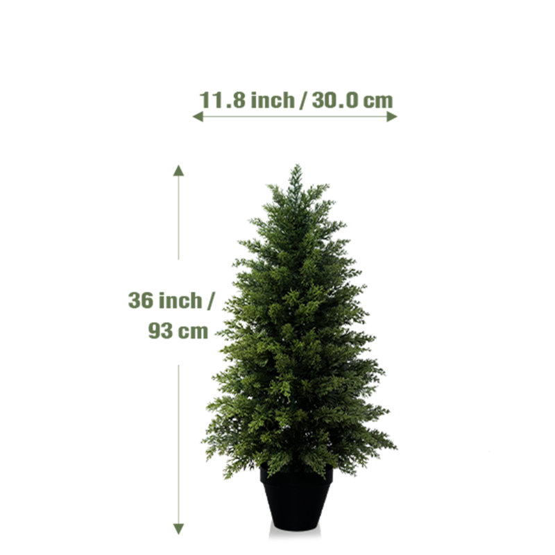 Faux Cypress Tree in Pot - Set of 2 Artificial Plants for Home Office Decor , 93cm