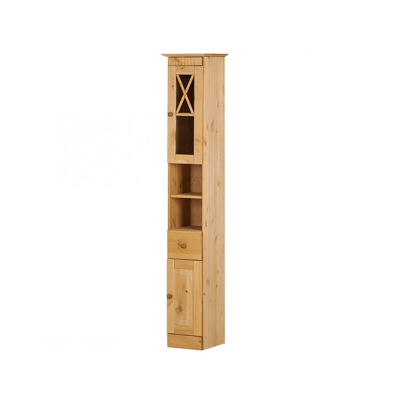 Vernita Solid Wood Freestanding Linen Cabinet, Stain Wax