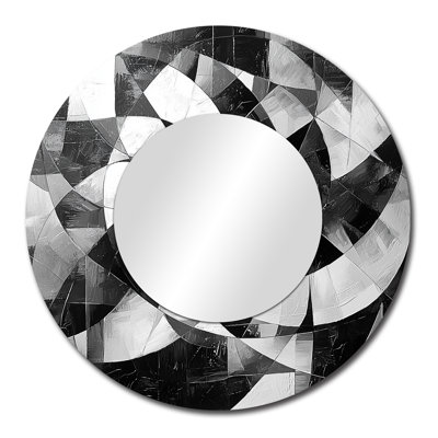 Shattered Symmetry Of Monochrome Cubism I - Abstract Cubism Mirror Wall Decor - Printed On Metal