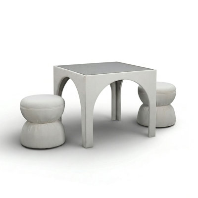 Ensemble de table de jeu et repose-pieds en chenille Tomlin Cream Performance