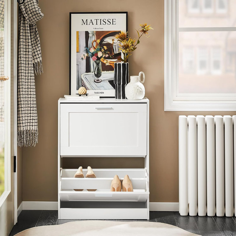Kirksville Flip Down Shoe Storage, White