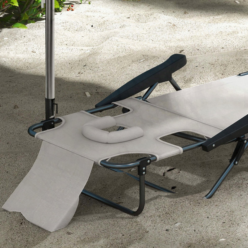 Tanning Chaise Lounge with Face & Arm Holes and 4-Position Reclining