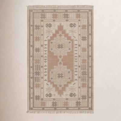 Damaris Orange Brown Hand-Woven Oriental Wool Rug