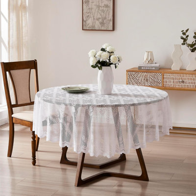 Croched Oval Floral Wedding Lace Tablecloth