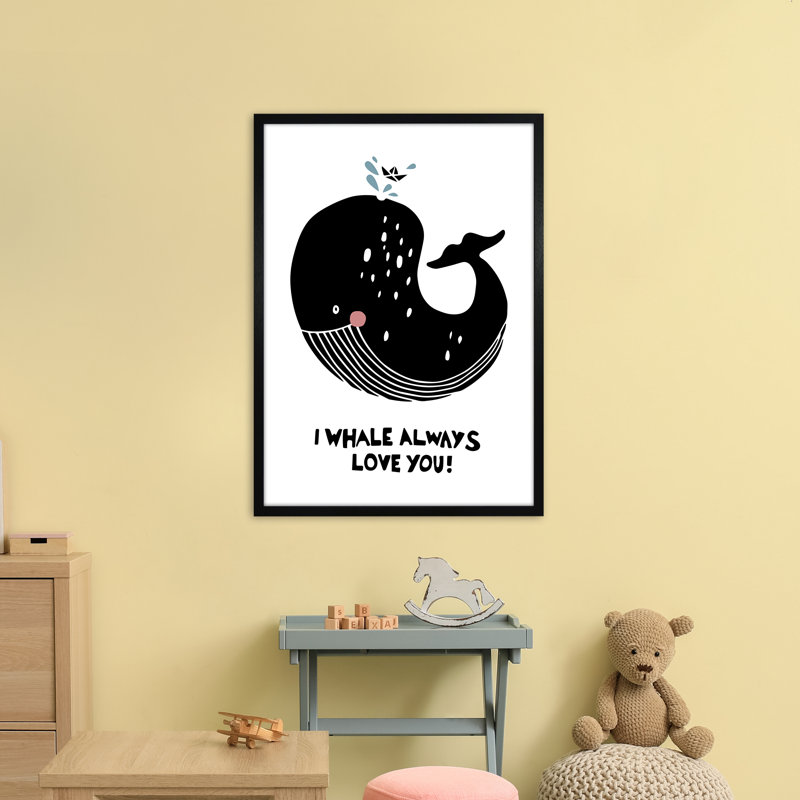 Whale by Miniofmine - Print, 88cm H x 64cm W x 3cm D, Brown Framed