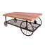 Table basse Warm - finition chêne et gris antique, roues rectangulaires en métal