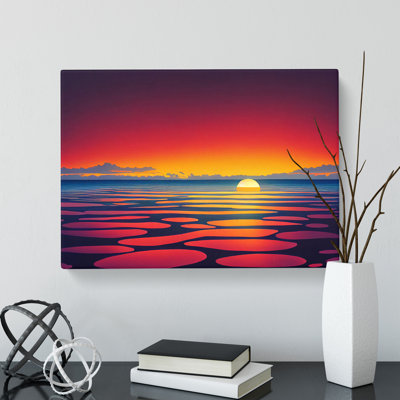 Contemporary Ocean Beach Sunset - Wrapped Canvas