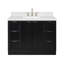 Meuble-lavabo simple en bois massif de 48 po avec comptoir en quartz noir de 1,5 po Haun de Haun, lavabo rectangulaire-887759776-887759777-887759790